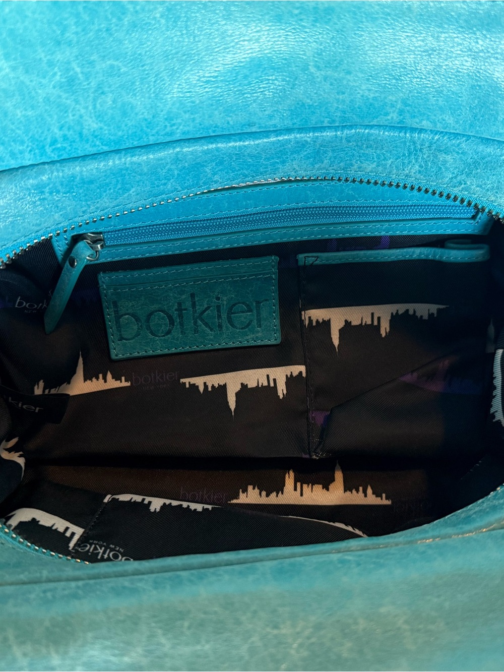 Botkier Trigger Satchel Turquoise Leather Dual-Zip Tote - Picture 6 of 7
